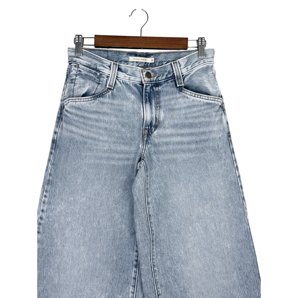 Levis '94 Baggy Wide Leg Jeans Womens 26x29.5 Light Blue Denim Mid Rise - Picture 3 of 8